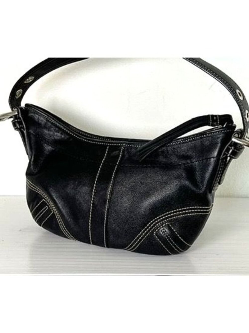 VTG Coach Soho Mini Hobo Black Leather Shoulder Bag Purse Authentic 1310 EUC - Picture 2 of 12